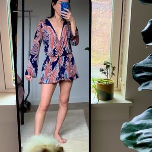 Paisley Ruffle Hem Romper